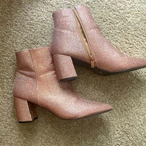 Olivia + Kate pink glitter booties